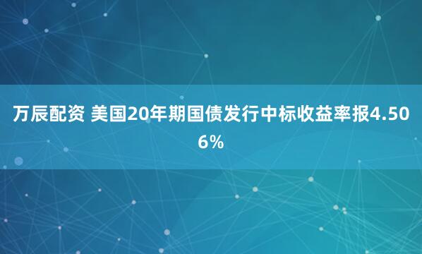 万辰配资 美国20年期国债发行中标收益率报4.506%